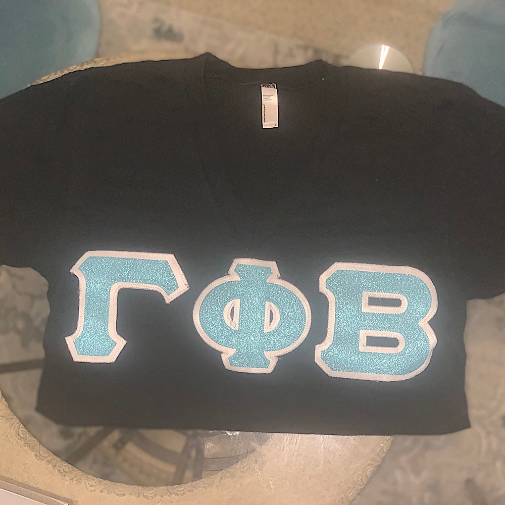 Gamma Phi Beta Sorority Embroidered Letters Small V-Neck T-shirt